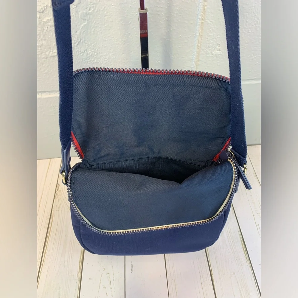 Tommy Hilfiger Canvas/Nylon Messenger/Crossbody Bag-Navy &‎ Red